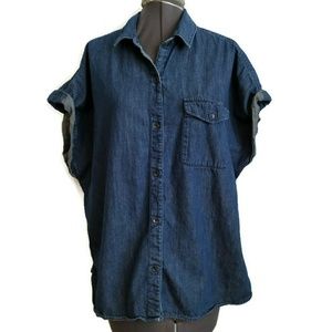 Gap denim shirt XL top button dolman sleeve Jean